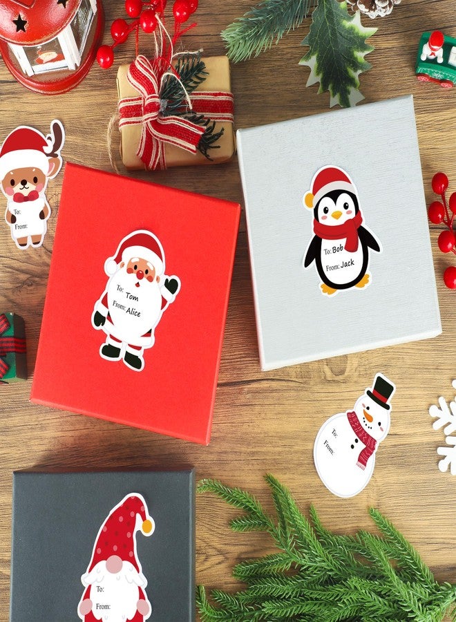 Fairooth 320 PCS Christmas Gift Tags Stickers 3.3" x 2.3" Xmas Labels Stickers Self-Adhesive Snowman Santa Claus Gingerbread Name Tags for Christmas Presents Gift Boxes Bags Wrapping Paper Decorations - Image 4